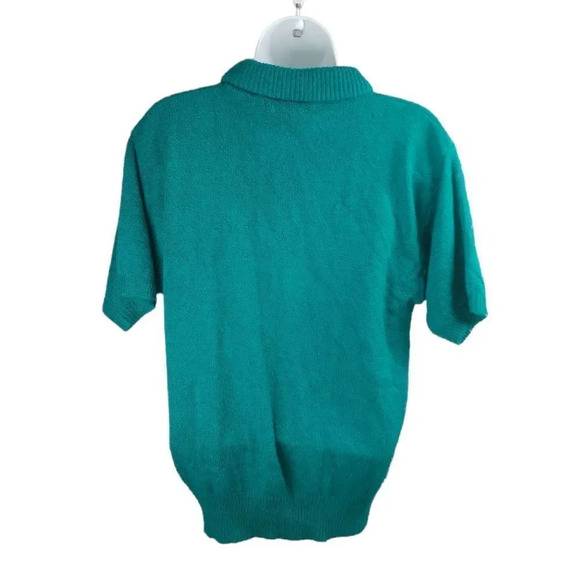 Perspective Classic Vintage Jewel Green Knit Short Sleeve  Mom Grandma Shirt M - Picture 5 of 6